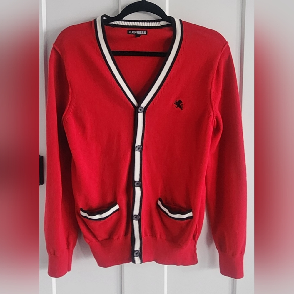 MEN'S EXPRESS CARDIGAN IN SIZE SMALL COLOR IS RED